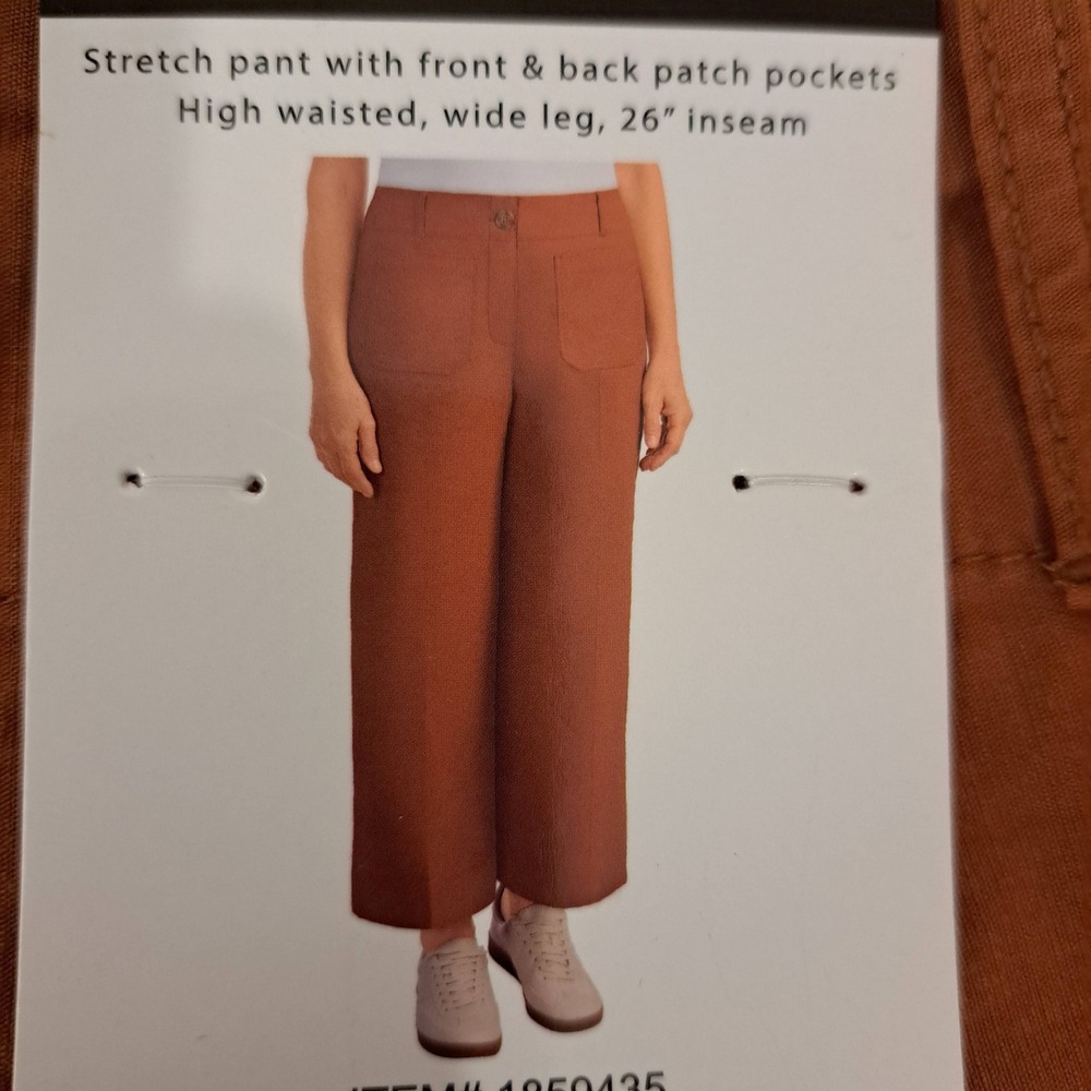 Hilary Radley Womens Pants 6 Rust NWT Wide Leg High Rise 1821-252